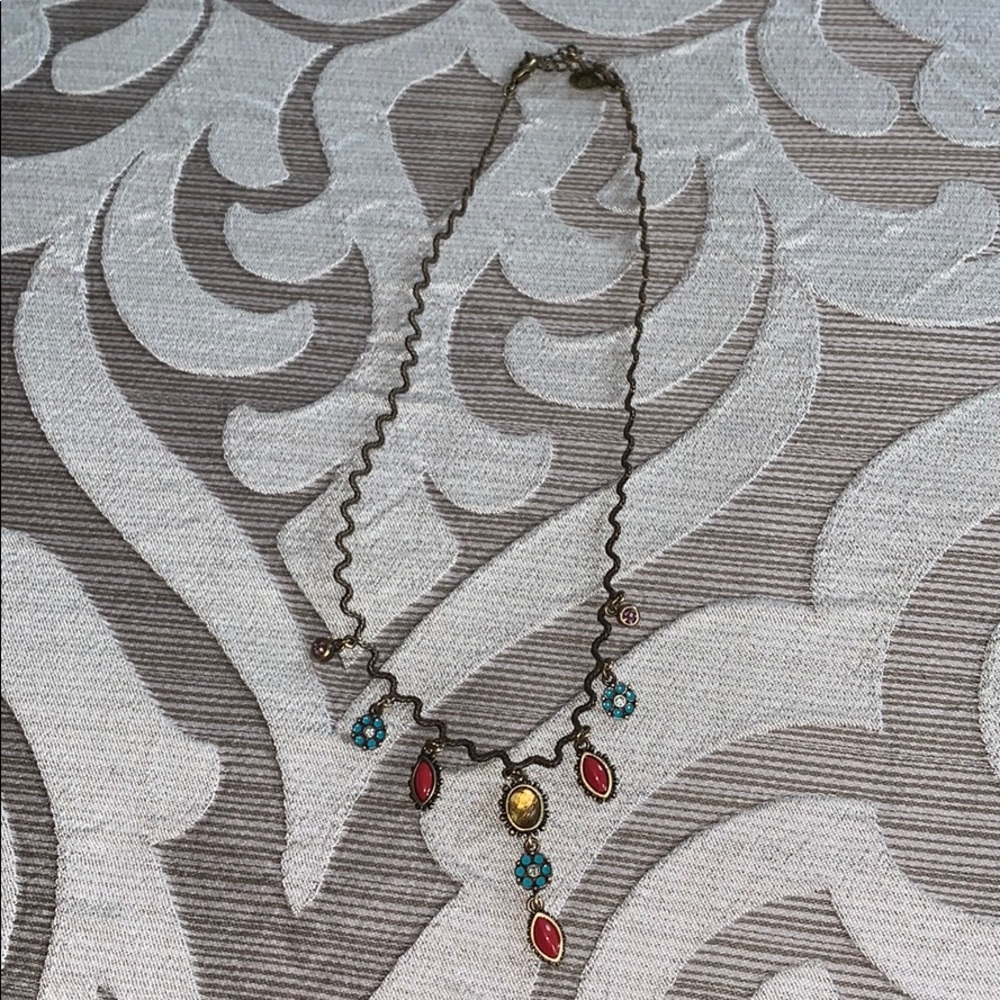 Dark gold colorful statement necklace